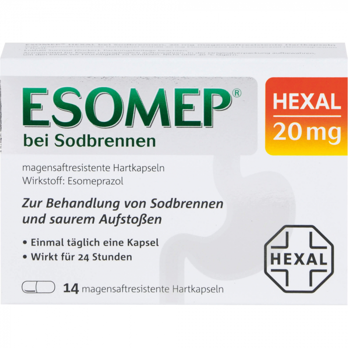 ESOMEP HEXAL bei Sodbrennen 20 mg msr.Hartkapseln 14 St