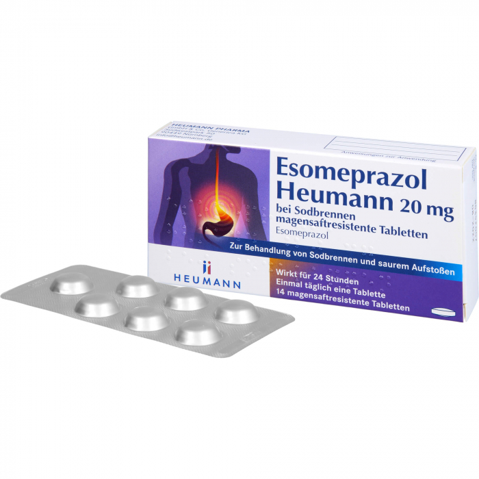 ESOMEPRAZOL Heumann 20 mg bei Sodbrennen msr.Tabl. 14 St