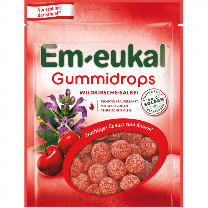 EM-EUKAL Gummidrops Wildkirsche-Salbei zuckerhalt. 90 g