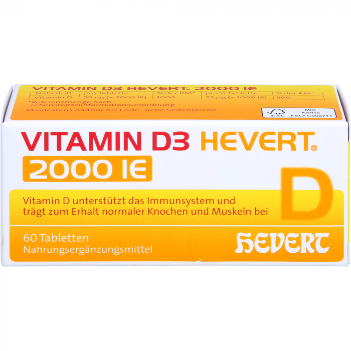 VITAMIN D3 HEVERT 2.000 I.E. Tabletten 60 St