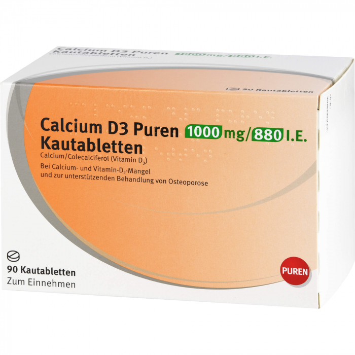 CALCIUM D3 Puren 1000 mg/880 I.E. Kautabletten 90 St