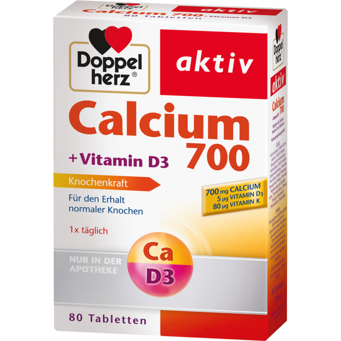 DOPPELHERZ Calcium 700+Vitamin D3 Tabletten 80 St