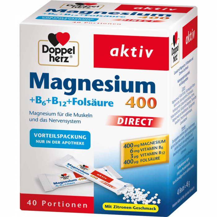DOPPELHERZ Magnesium+B Vitamine DIRECT Pellets 40 St