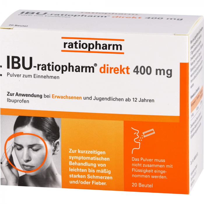 IBU-RATIOPHARM direkt 400 mg Pulver zum Einnehmen 20 St