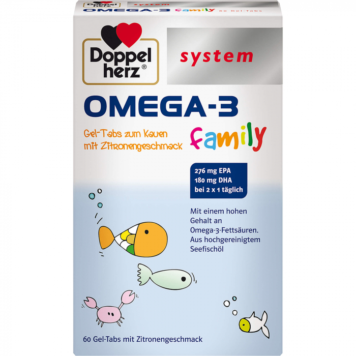 DOPPELHERZ Omega-3 Gel-Tabs family system 60 St