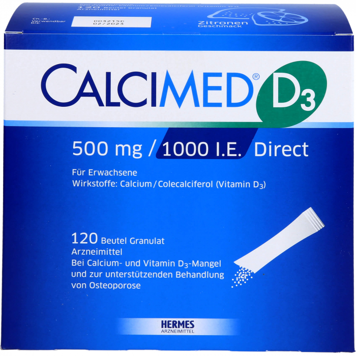 CALCIMED D3 500 mg/1000 I.E. Direct Granulat 120 St
