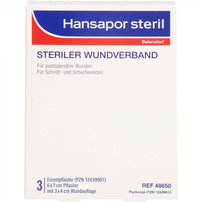 HANSAPOR steril Wundverband 6x7 cm 3 St
