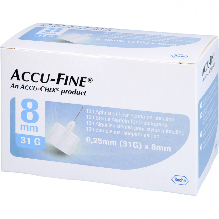 ACCU FINE sterile Nadeln f.Insulinpens 8 mm 31 G 100 St