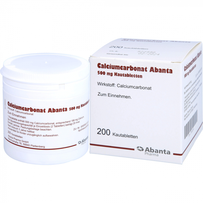 CALCIUMCARBONAT ABANTA 500 mg Kautabletten 200 St