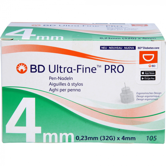 BD ULTRA-FINE PRO Pen-Nadeln 4 mm 32 G 0,23 mm 105 St