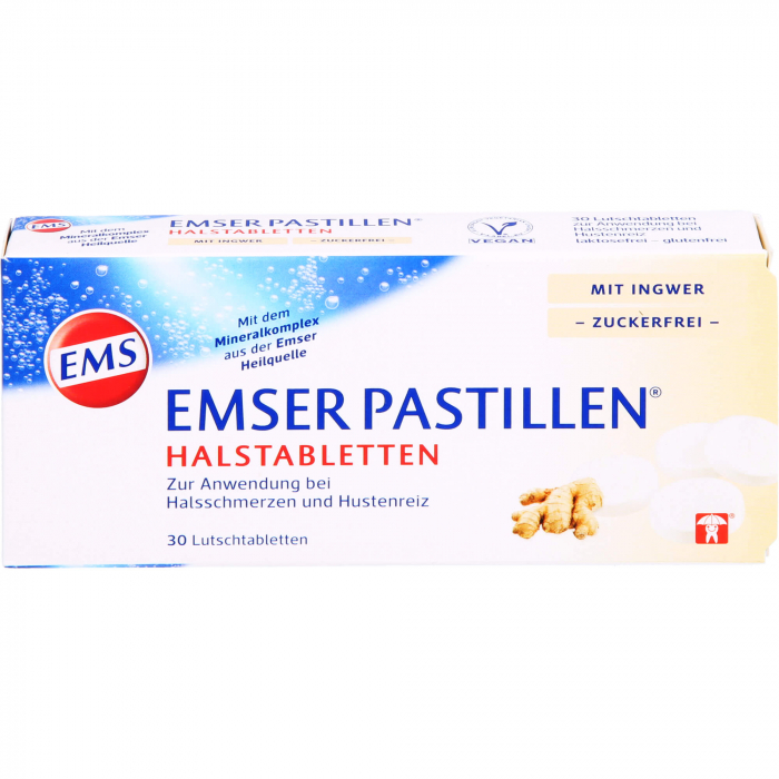 EMSER Pastillen Halstabletten m.Ingwer zuckerfrei 30 St