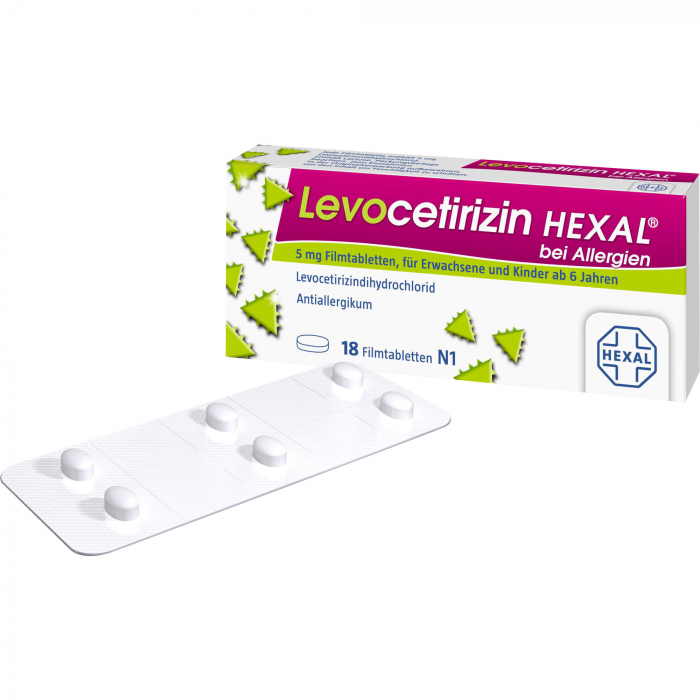LEVOCETIRIZIN HEXAL bei Allergien 5 mg Filmtabl. 18 St
