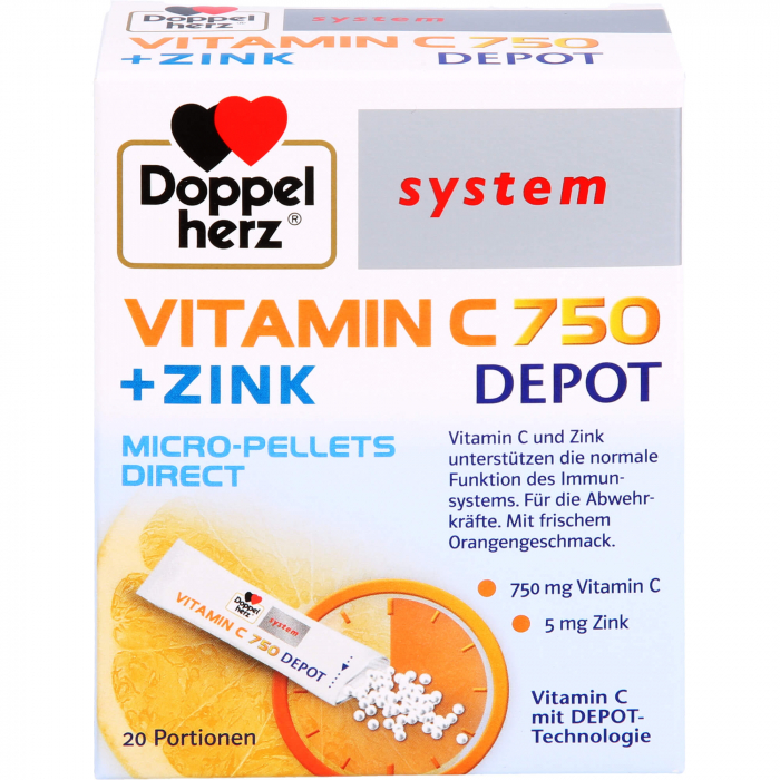 DOPPELHERZ Vitamin C 750 Depot system Pellets 20 St