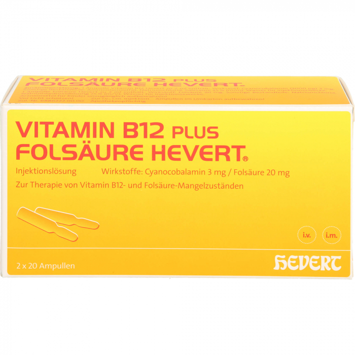 VITAMIN B12 PLUS Folsäure Hevert a 2 ml Ampullen 40 St
