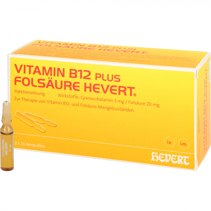 VITAMIN B12 PLUS Folsäure Hevert a 2 ml Ampullen 40 St