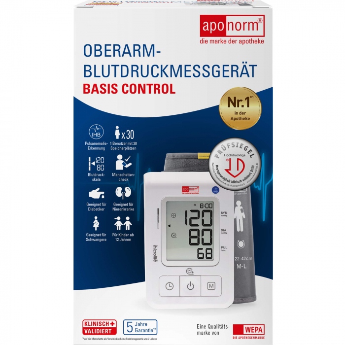 APONORM Blutdruckmessgerät Basis Control Oberarm 1 St