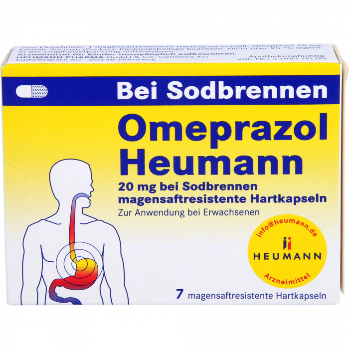 OMEPRAZOL Heumann 20 mg b.Sodbr.magensaftr.Hartk. 7 St