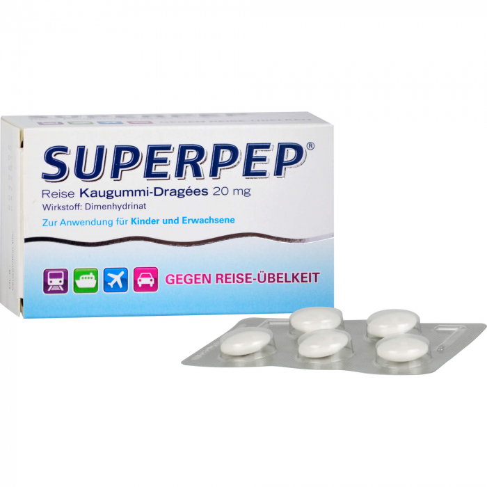 SUPERPEP Reise Kaugummi Dragees 20 mg 20 St