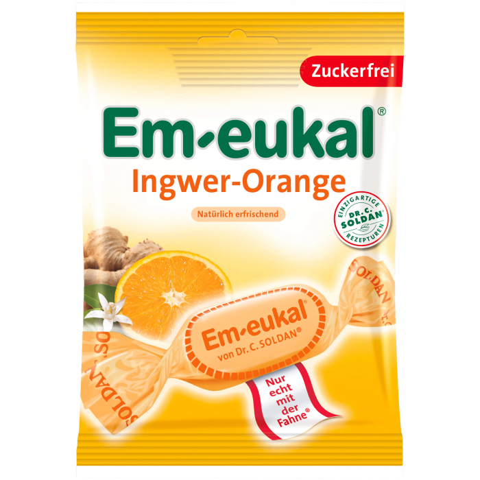EM-EUKAL Bonbons Ingwer Orange zuckerfrei 75 g