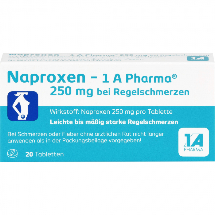 NAPROXEN-1A Pharma 250 mg b.Regelschmerzen Tabl. 20 St