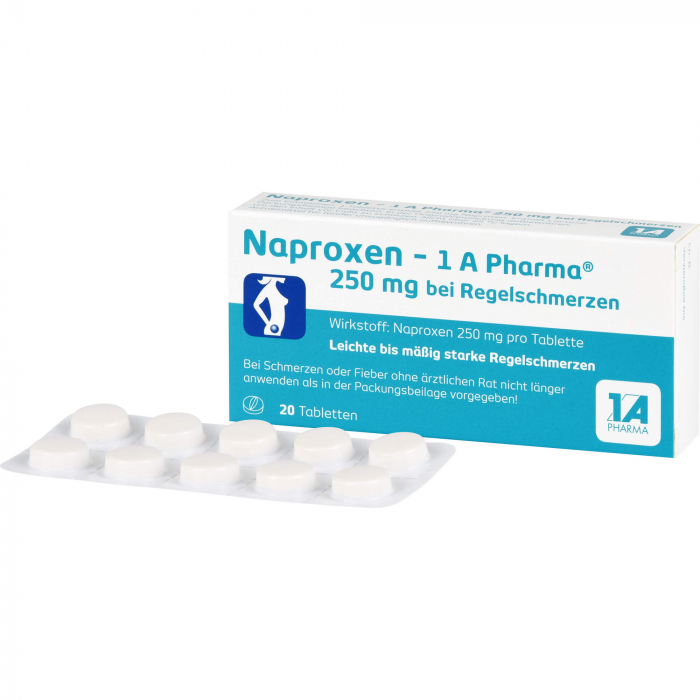 NAPROXEN-1A Pharma 250 mg b.Regelschmerzen Tabl. 20 St