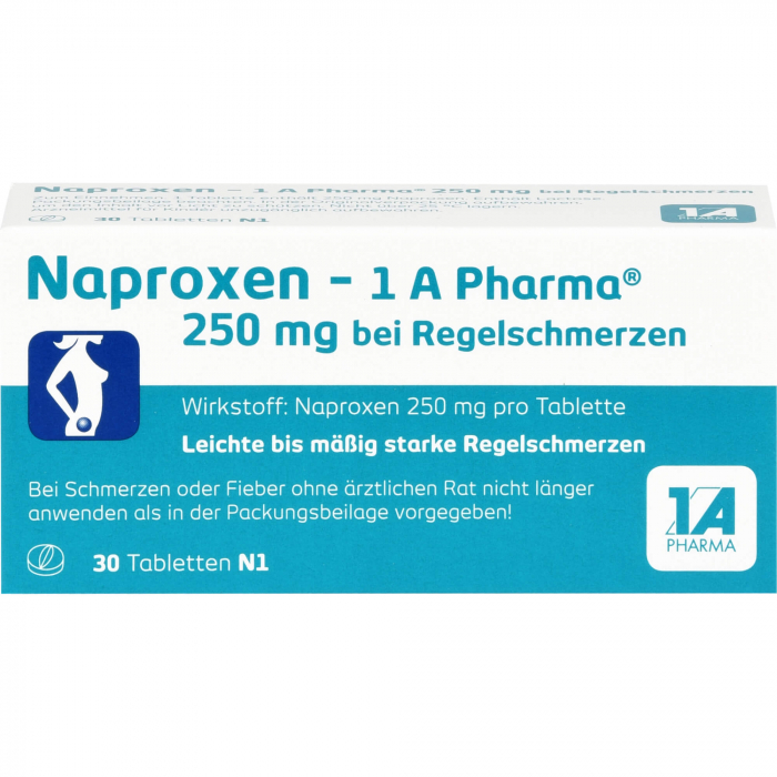 NAPROXEN-1A Pharma 250 mg b.Regelschmerzen Tabl. 30 St