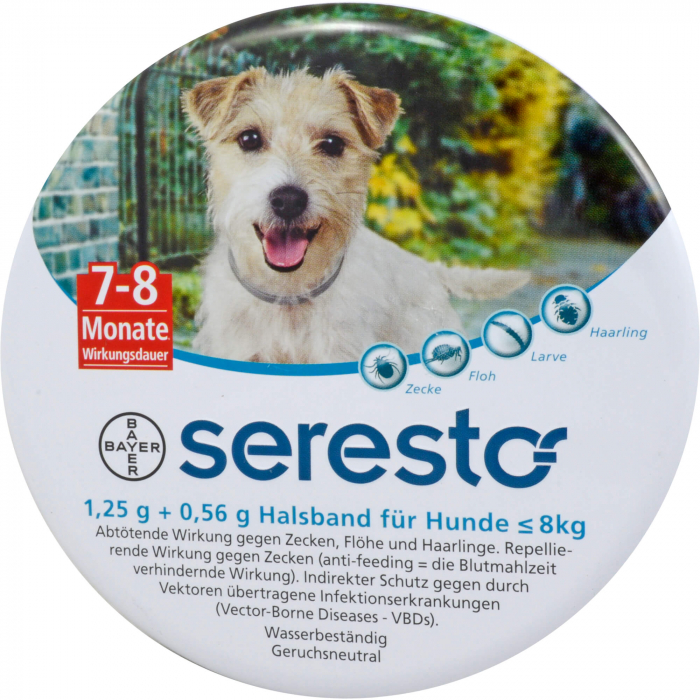 SERESTO 1,25g + 0,56g Halsband für Hunde bis 8kg 1 St