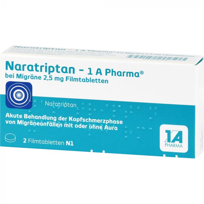 NARATRIPTAN-1A Pharma bei Migräne 2,5 mg Filmtabl. 2 St