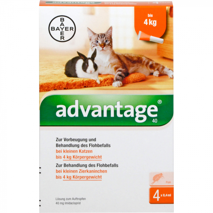 ADVANTAGE 40 mg Lsg.f.kl.Katzen/kl.Zierkaninchen 4X0.4 ml