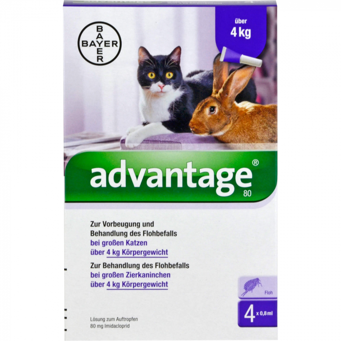 ADVANTAGE 80 mg f.gr.Katzen u.gr.Zierkaninchen 4X0.8 ml