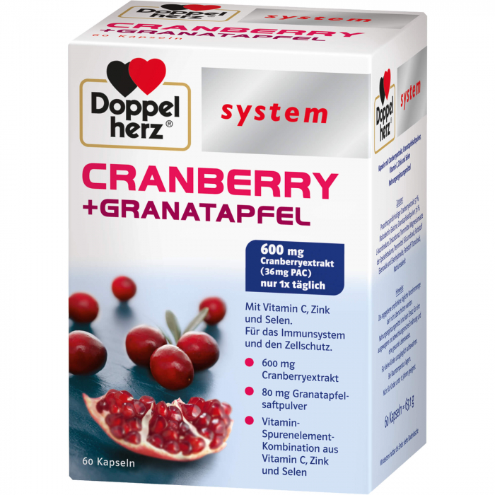 DOPPELHERZ Cranberry+Granatapfel system Kapseln 60 St